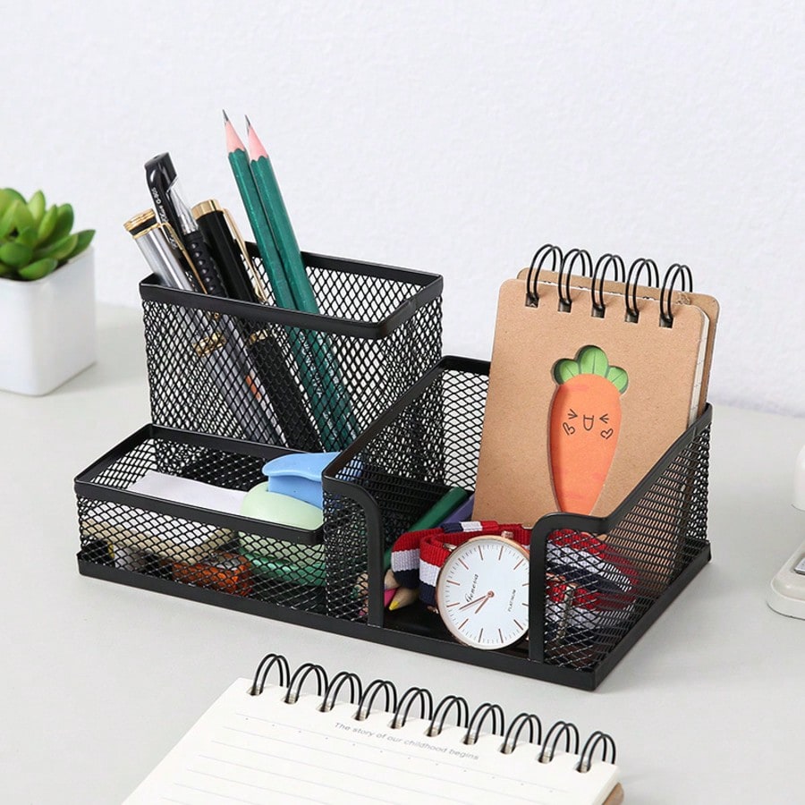 블랙 메탈 메시 소재의 데스크탑 정리대, 다층 펜꽂이, - Office Supply Office Stationery Items 리뷰 및 가격